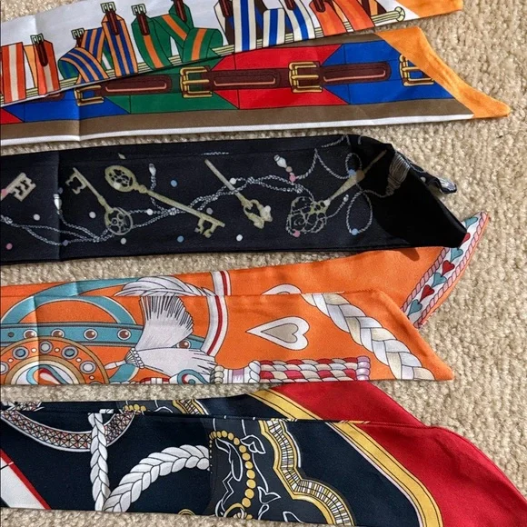 Colorful Silk Twilly Scarves Set of 4 - Picture 8 of 8